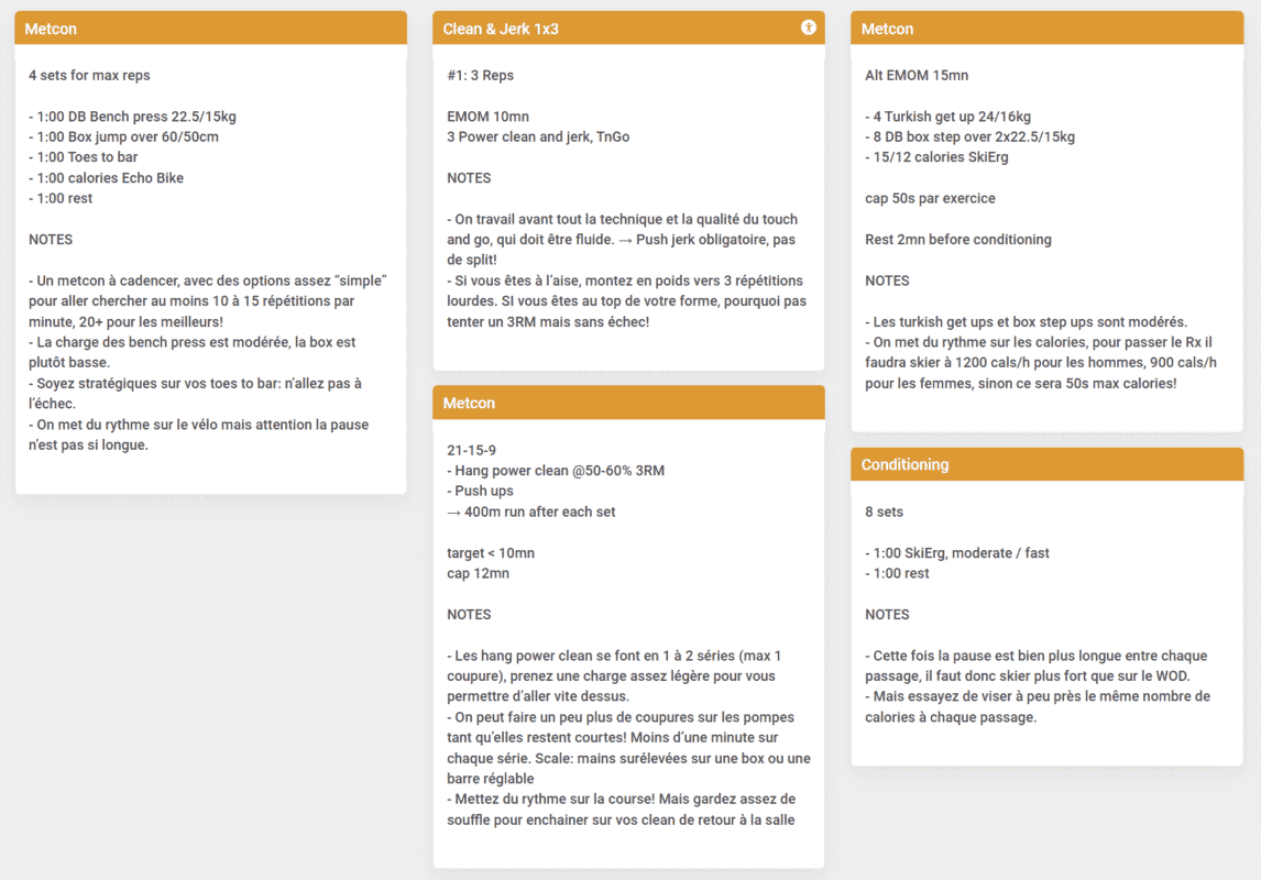 programmation crossfit planning